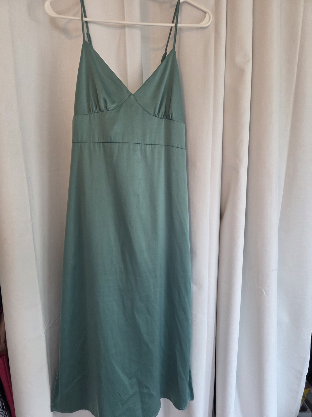 Satin Slip Maxi Dress in Sage Green
